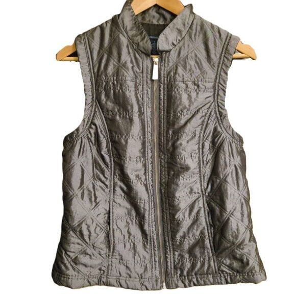 Westbound padded vest Women's small Silver gray pockets zipper Fall winter shiny - Picture 2 of 12